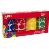 APLI Kids 010753 10753 - Pakje geometrische elastiekjes XL geel, blauw, rood en groen 4 u.,Een maat