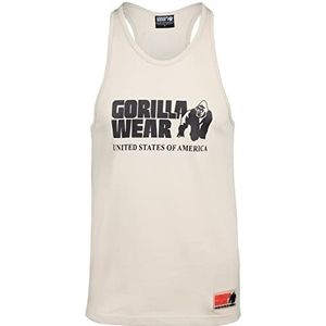 Gorilla Wear - Klassieke tanktop - beige - bodybuilding sport dagelijks leven vrije tijd met logo opdruk licht en comfortabel voor optimale beweging van katoen