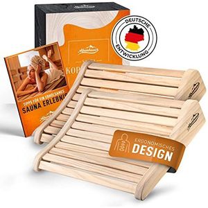 ALPENHAUCH Sauna hoofdsteun hout [2 stuks] - ergonomische sauna hoofdsteun hout - elegant sauna-accessoire infrarood cabine - comfortabele en brede hoofdsteun sauna hout voor sauna en infraroodcabine