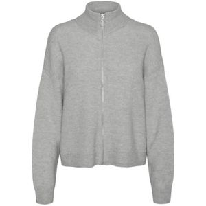 VERO MODA Vmpalma Ls Highneck Zip Cardigan Noos Gebreid vest voor dames, lichtgrijs gem., S