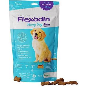 Vetoquinol Flexadin Young Dog Maxi Aanvullend voer voor hondenpuppy's, ter ondersteuning van de articulaire stofwisseling, 120 planken - 600 g