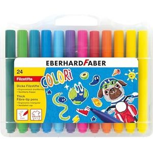 Eberhard Faber 551224 - Colori viltstiften in 24 kleuren met 2 mm stift, kleurpotloden voor vlakschilderen, illustreren en inkleuren