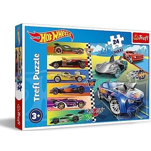 Trefl - Snelle Hot Wheels - Puzzel 24 Maxi - 24 Grote Stukjes, Kleurrijke Puzzel met Iconische Auto's, Creatieve Ontspanning, Plezier voor Kinderen vanaf 3 jaar
