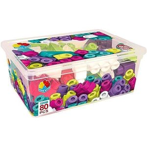 ColorBaby - Bouwstenen voor kinderen, grote blokken 80 delen, maxi-bouwstenen voor kinderen, speelgoed voor kinderen van 1 jaar, reuzenbouwset, kleurrijke emmers (49287)