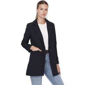 TRENDYOL Modest Regular jas met twee rijen knopen, effen geweven stof, donkerblauw, 40