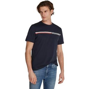 Tommy Hilfiger Heren borst gestreept T-shirt S/S T-shirt, Desert Sky, XL, woestijn hemel, XL