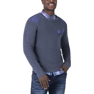 Timezone Heren Fabricmix Crewneck Sweater Sweatshirt, Royal Blue Melange, S