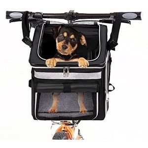 KGMCARE Huisdier fietstas voor honden, katten, huisdierrugzak met ademend netvenster, opvouwbare draagtas voor kleine middelgrote honden en katten, 6 kg (zwart)