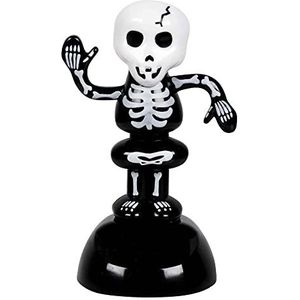Boland 73056 - Dansend skelet, zonne-figuur, wiebelt bij daglicht, zwart-wit, grootte 11 cm, decoratie, cadeau, Halloween, carnaval, themafeest