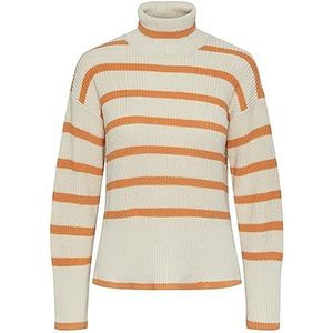 MAMALICIOUS Pcjune Ls Roll Neck Knit voor dames, Birk/Stripes: mandarijn, M
