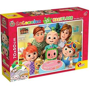 COCOMELON vloerpuzzel Fijne verjaardag- 35 stukjes Puzzel en kleurplaat Formaat 70×50