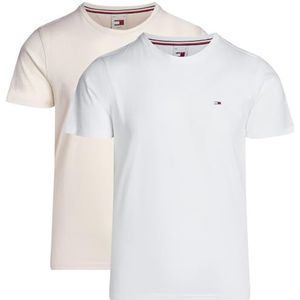 Tommy Hilfiger S/S T-shirt voor heren, Krantenpapier/Wit, 5XL grote maten