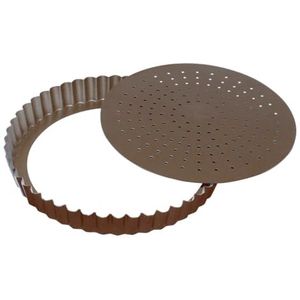 Gobel - Rond, geribbeld, geperforeerd - staal - tweelaagse antiaanbaklaag, Ø 30 cm 226445