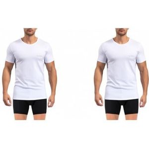 pierre cardin underwear T-shirt voor heren, katoen, Signature T-shirt, ronde hals met borduurwerk, zwart, 2 stuks, Wit, XXL
