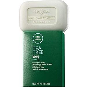 Tea Tree Body Bar - hoogwaardige vaste zeep voor verkwikkende lichaamsreiniging, douchezeep met theeboomolie en peeling-effect - 150 g