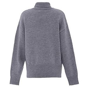 Aleva Dames Slouchy-pullover met rolkraag acryl lichtgrijs melange maat XS/S, lichtgrijs, gemêleerd, XS