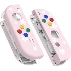 eXtremeRate Cover Grip Behuizing Joycon Controller met Knoppen Kit, DIY Vervangende Shell Case voor Nintendo Switch&Switch OLED Joycon(Geen Joycon)-Kersenbloesem Bloemblaadjes