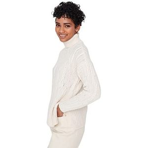 Trendyol Dames coltrui effen regular sweater sweatshirt, Ecru, S