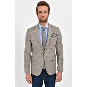 Bonamaison Herenjas geruit Comfort Fit 6 Drop Business Suit Jacket, Beige, Standaard