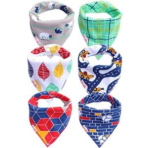 Bandana puntsslab KliederZ | kwijlslab jongens | set 6 stuks baby slabbers