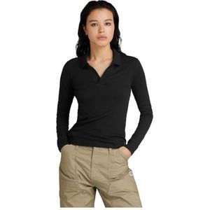 G-STAR RAW Geribbeld Slim Polo met lange mouwen, Zwart (Dk Black D24513-d527-6484), M