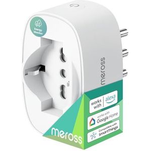 Meross Italiaans smart stopcontact, wifi-stopcontact met verbruiksbewaking, intelligent stopcontact, 16 A, timerfunctie, compatibel met Alexa, Google Home en SmartThings, spraak- en afstandsbediening,