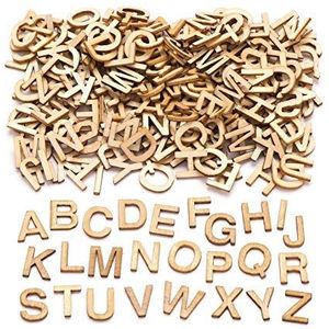 Baker Ross AW350 mini houten brievensjablonen (260 stuks) voor kinderen om te decoreren en tentoon te stellen, 13 mm