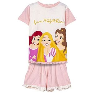 Disney Princess Zomerpyjama - Roze met Strepen - Maat 18 Maanden - Gemaakt in 100% Katoen - Bedrukt met Prinsessen - Origineel Product Ontworpen in Spanje