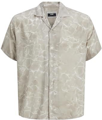 JACK & JONES Heren Jcoinfinity AOP Resort Shirt Ss, Pure kasjmier, L