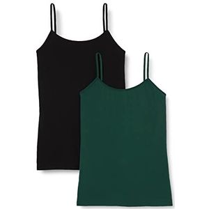 Luigi di Focenza Dames Top 1713, 2-pack, groen (donkergroen-zwart 727/001), 38