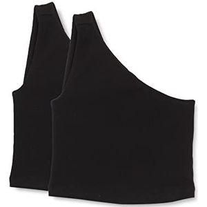 ONLY Dames ONLNULAN ONE Shoulder CS JRS 2PACK Top Set, Zwart/Pack: Zwart, L