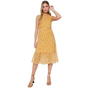 Trendyol Dames Shift Regular fit geweven jurk, geel,36, Geel, 34