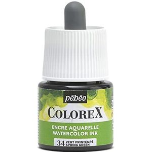 Pébéo - Colorex inkt, 45 ml, lentegroen, Colorex inkt aquarel pebeo, groene inkt, fluweelzachte weergave, multitool-inkt, 45 ml, lentegroen