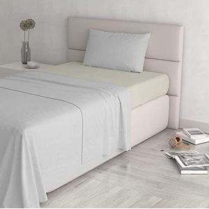 Italian Bed Linen Beddengoedset Natural Colour, lichtgrijs/crèmekleurig, voor Frans bed