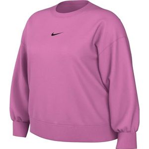 Nike Dames Top W NSW Phnx FLC Os Crew Plus, Playful Pink/Black, DV4976-675, 3X
