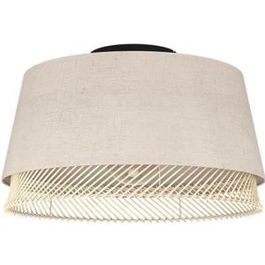 EGLO Plafondlamp Tabley, natuurlijke woonkamerlamp, plafond lamp van linnen en bambus plafondverlichting voor woonkamer en slaapkamer, E27 fitting, Ø 38 cm