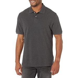 Amazon Essentials Men's Poloshirt van piqué-katoen met slanke pasvorm, Houtskoolzwart, M