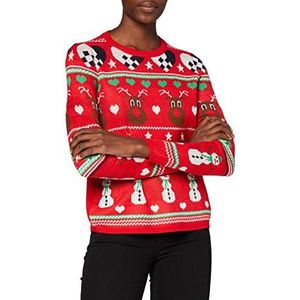 ONLY Dames Onlxmas Vibe L/S KNT Pullover, High Risicord-rood/print: xmas Vibe, XS