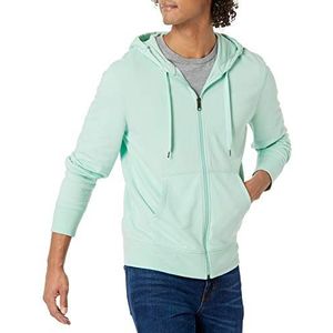 Amazon Essentials Men's Lichtgewicht sweatshirt met capuchon van Franse badstof met volledige ritssluiting, Mintgroen, S