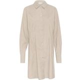 Jurk - Beige - Tight Fit - Boven de Knie - Lange Mouwen