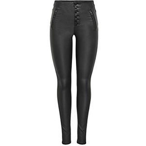 ONLY ONLROYAL HW Coated Button Pant PNT RP broek voor dames, zwart, XS/32, zwart, XS