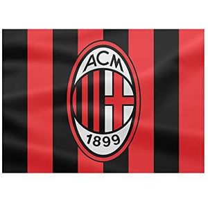 AC Milan vlag, kleine afbeelding met strepen en logo, 50 x 70 cm, rood/zwart, polyester, eenheidsmaat
