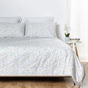 HOGARYS Beddengoedset voor bedden met 105 cm (180 x 220 cm) met kussen (45 x 110 cm), 100% katoen (percal 150 draden) Tiny geel