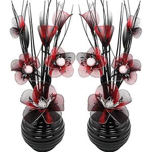 Flourish Decoratieve kunstbloemen, rood en zwart, 32 cm