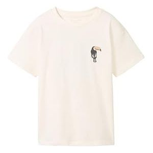 TOM TAILOR T-shirt voor jongens met print, 12906 - Wool White, 116/122 cm