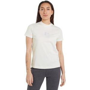Calvin Klein Jeans Diffuus Ck Regular Tee S/S T-shirt voor dames, Ivoor, S