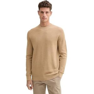 TOM TAILOR Basic gebreide trui voor heren met ronde hals, 31089 - Hazel Brown Melange, XXL