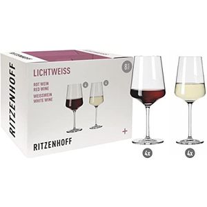 RITZENHOFF Julie nr. 3, 6111003, witte wijn- en rode wijnglazen, set 500 ml, lichtwit, 8 stuks, Made in Germany