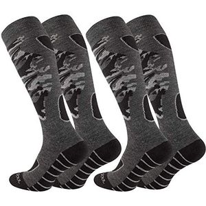 STARK SOUL 2 paar skisokken voor heren, snowboardsokken, functionele sokken, kniekousen, wintersportsokken, 2 paar zwart/grijs/antraciet-camouflage-look, 39-42 EU