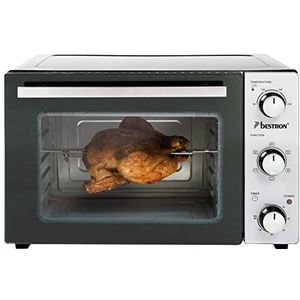 Bestron Grill Bakoven met draaispit, mini-oven met 31 L, 1500W, rvs / zwart